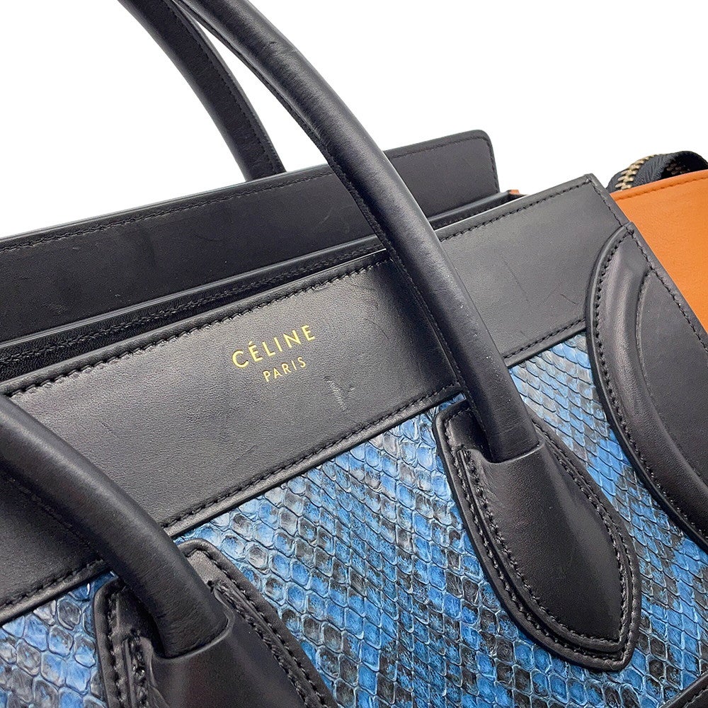 CELINE セリーヌ パイソン レザー ハンドバッグ ショルダーバッグ CELINE（セリーヌ） ラゲージ マイクロショッパー ハンドバッグ トート
