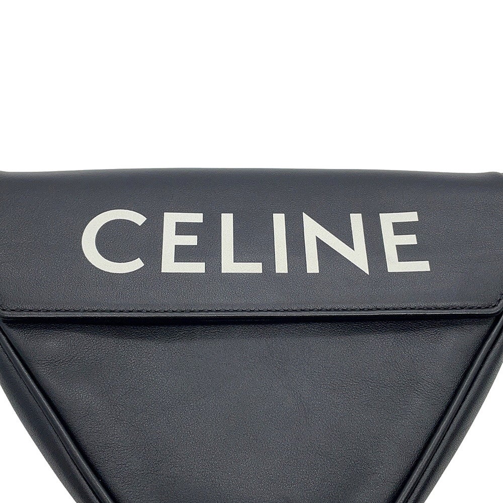 セリーヌ ショルダーバッグ トライアングル ロゴ レザー 19590 CELINE ポシェット 黒 セリーヌ ショルダーバッグ トライアングル ロゴ レザー 19590 CELINE