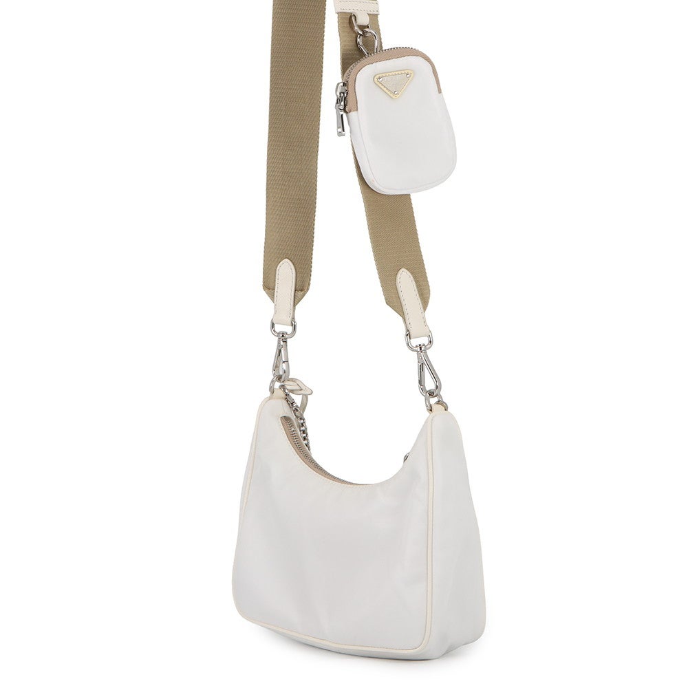 本物 プラダ PRADA テスート Re-Edition 2005 2WAY ショルダーバッグ ハンドバッグ ポシェット ナイロン ホワイト 1BH204 Tessuto バッグ 中古 PRADA - 本物 プラダ PRADA テスート Re-Edition 2005 2WAY ショルダー
