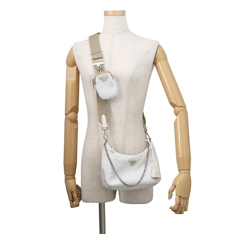 プラダ ショルダーバッグ Re-Edition2005 ナイロン 1BH204 PRADA 2wayバッグ 白