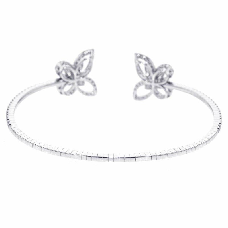 グラフ ブレスレット ダブル バタフライ シルエット ダイヤモンド 1.15ct K18WG バングル RGB499