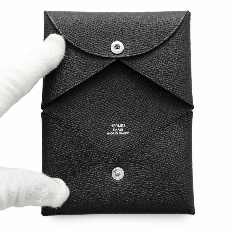 エルメス カードケース カルヴィ ブラック エプソン W刻印 HERMES 名刺入れ 黒
