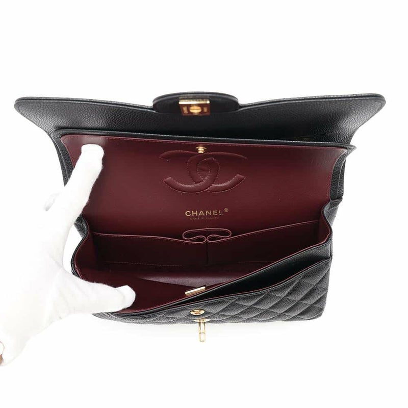 シャネル チェーンショルダーバッグ マトラッセ25 ココマーク キャビアスキン ダブルチェーン A01112 CHANEL 黒