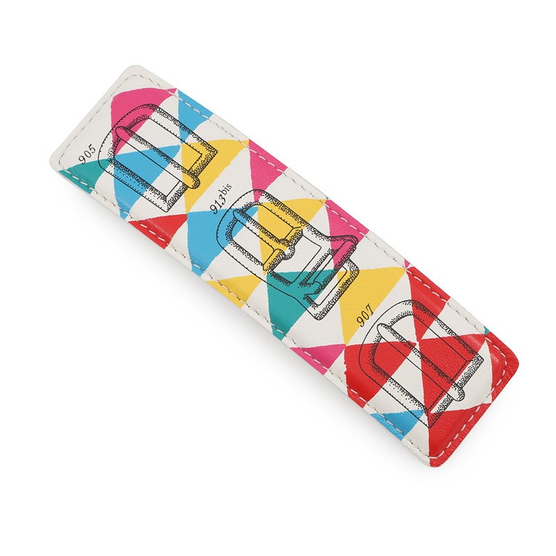 エルメス バレッタ マジルGM マニュファクチュール・ドゥ・ブックルリ レッド/シルバー金具 レザー HERMES ヘアクリップ 白