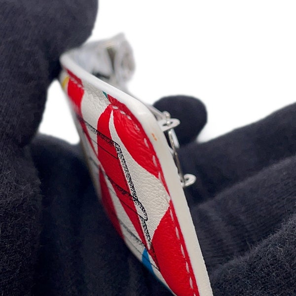 エルメス バレッタ マジルGM マニュファクチュール・ドゥ・ブックルリ レッド/シルバー金具 レザー HERMES ヘアクリップ 白