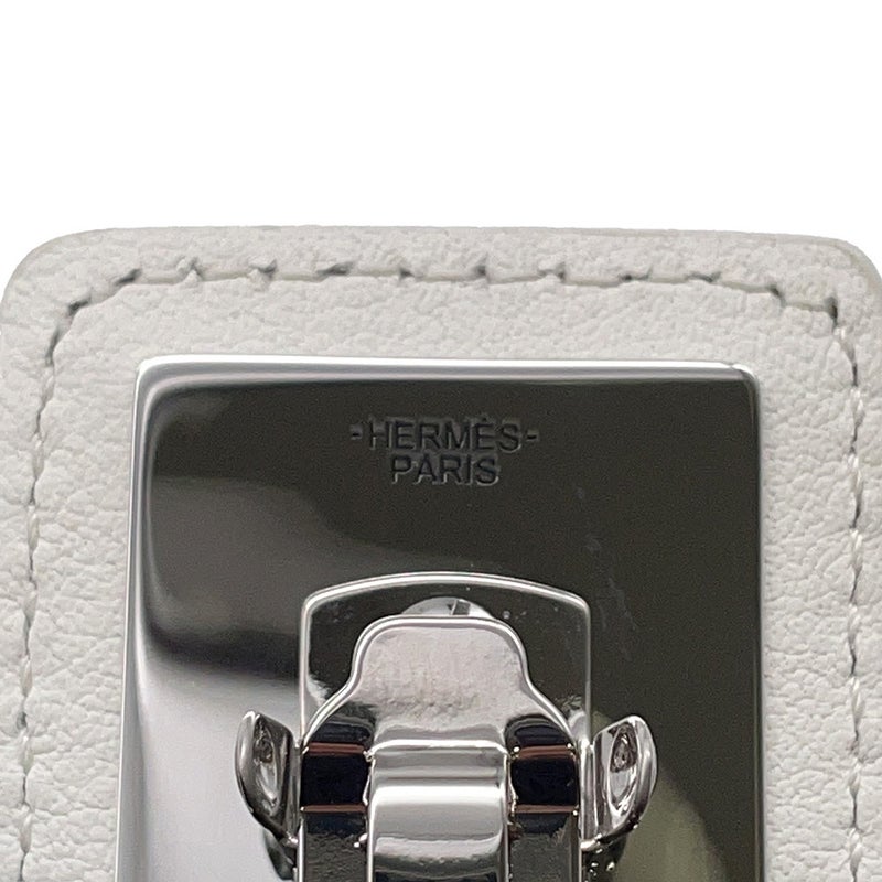 エルメス バレッタ マジルGM マニュファクチュール・ドゥ・ブックルリ レッド/シルバー金具 レザー HERMES ヘアクリップ 白