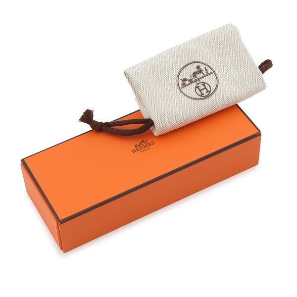 エルメス バレッタ マジルGM マニュファクチュール・ドゥ・ブックルリ レッド/シルバー金具 レザー HERMES ヘアクリップ 白