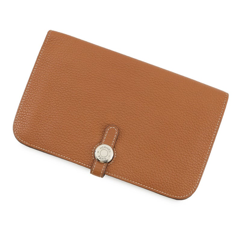 エルメス 長財布 ドゴンGM ゴールド/シルバー金具 トゴ D刻印 財布