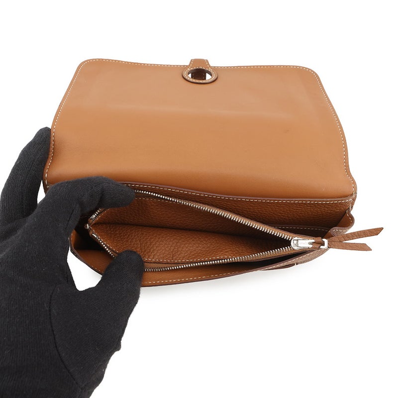 エルメス 長財布 ドゴンGM ゴールド/シルバー金具 トゴ D刻印 財布