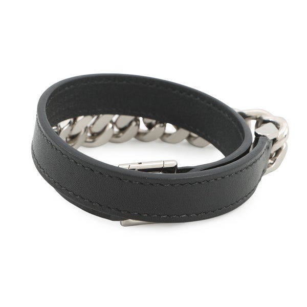 エルメス ブレスレット カムデン Camden ブラック/シルバー金具 レザー U刻印 サイズT5 HERMES アクセサリー 黒