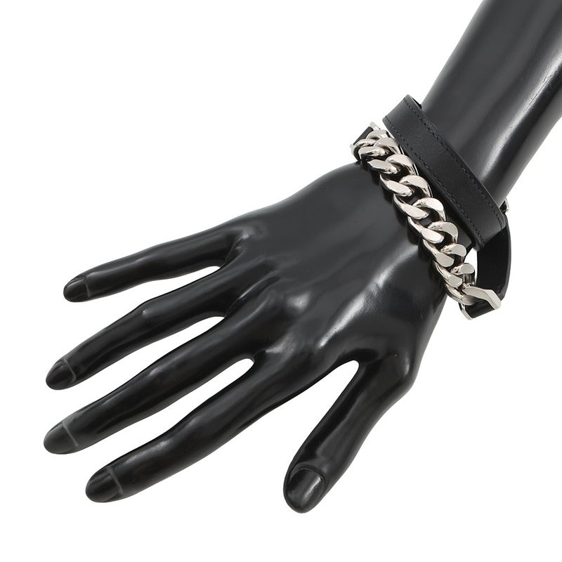 エルメス ブレスレット カムデン Camden ブラック/シルバー金具 レザー U刻印 サイズT5 HERMES アクセサリー 黒