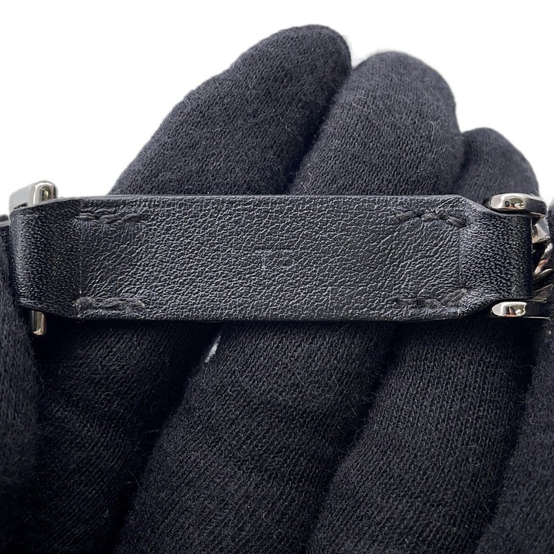 エルメス ブレスレット カムデン Camden ブラック/シルバー金具 レザー U刻印 サイズT5 HERMES アクセサリー 黒