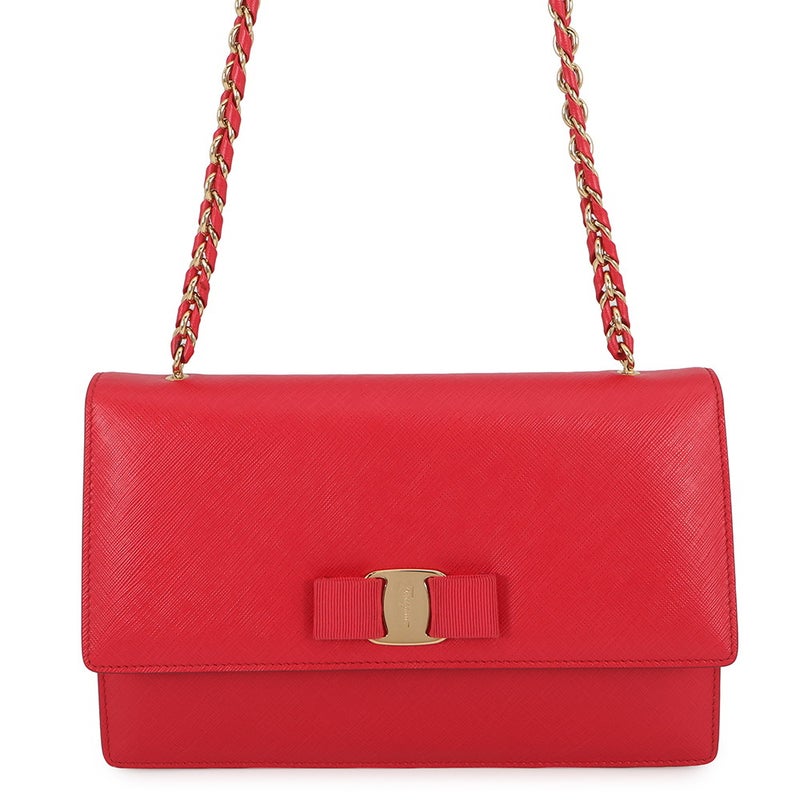 サルヴァトーレ・フェラガモ チェーンショルダーバッグ GINNY ヴァラリボン レザー 21E480 Ferragamo