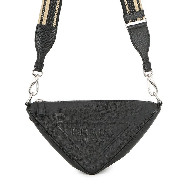プラダ ショルダーバッグ トライアングル ロゴ サフィアーノレザー 2VH155 PRADA 黒