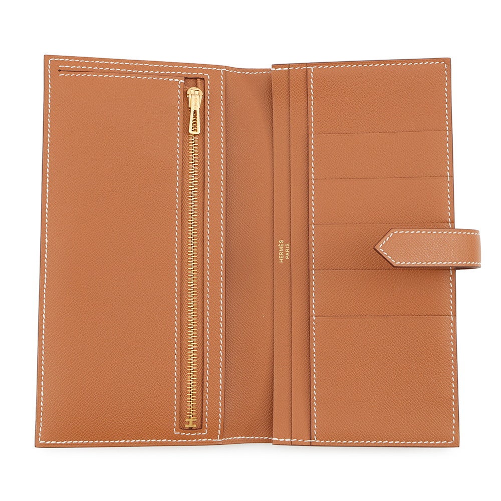 エルメス 長財布 ベアンスフレ マチあり ゴールド/ゴールド金具 ヴォーマダム W刻印 HERMES 財布 エルメス 長財布 ベアンスフレ ゴールド/シルバー金具 ヴォーマダム W