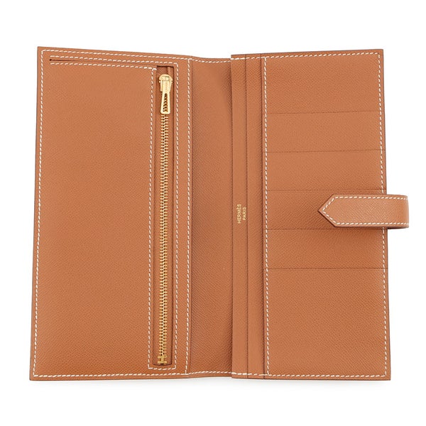 エルメス 長財布 ベアンスフレ マチあり ゴールド/ゴールド金具 ヴォーマダム W刻印 HERMES 財布