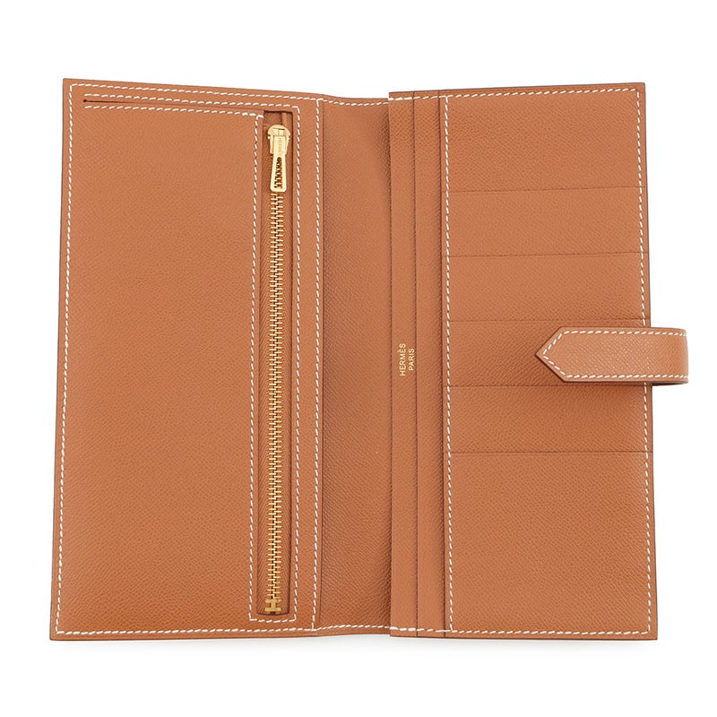 エルメス 長財布 ベアンスフレ マチあり ゴールド/ゴールド金具 ヴォーマダム W刻印 HERMES 財布