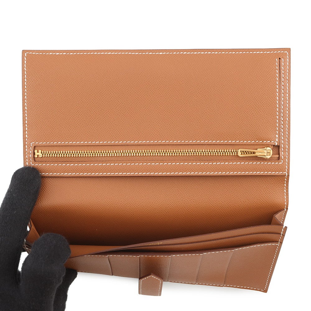 エルメス 長財布 ベアンスフレ マチあり ゴールド/ゴールド金具 ヴォー