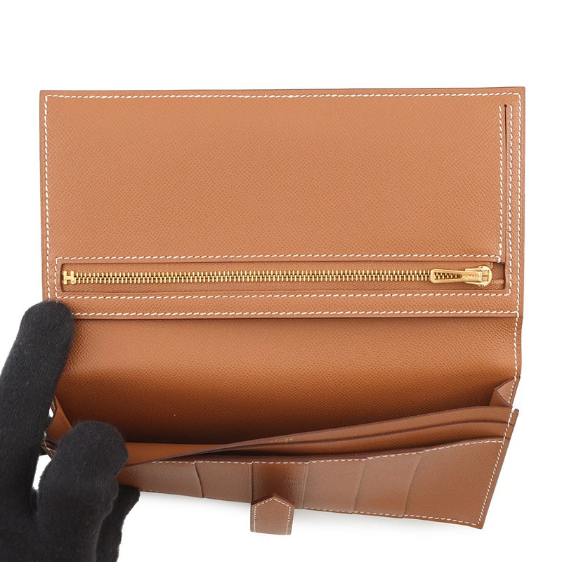 エルメス 長財布 ベアンスフレ マチあり ゴールド/ゴールド金具 ヴォーマダム W刻印 HERMES 財布
