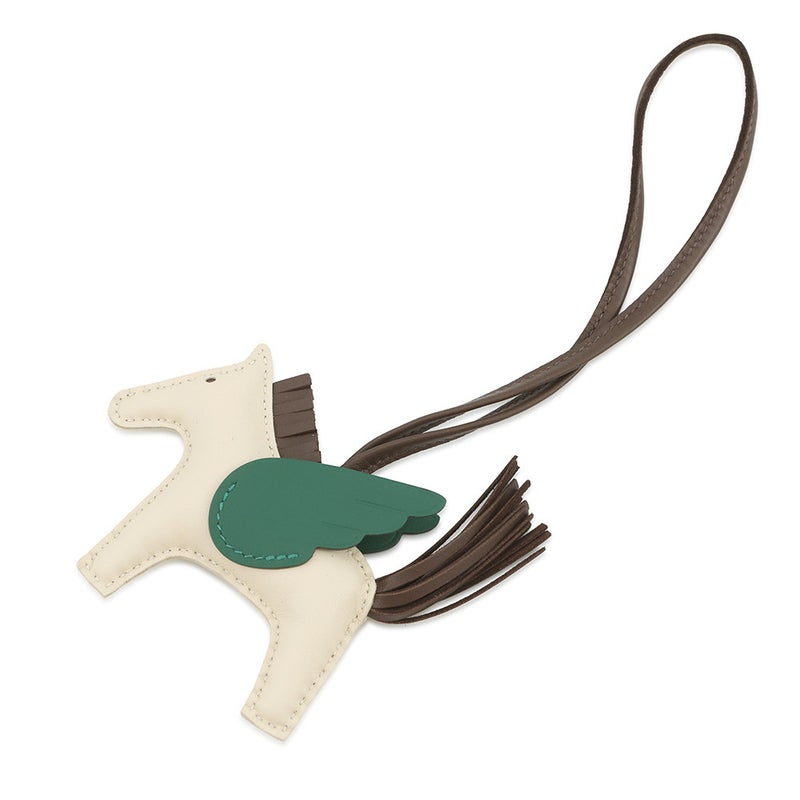 エルメス バッグチャーム ロデオPM ペガサス クレ/チョコレート/ヴェールモワイヤン ラムスキン W刻印