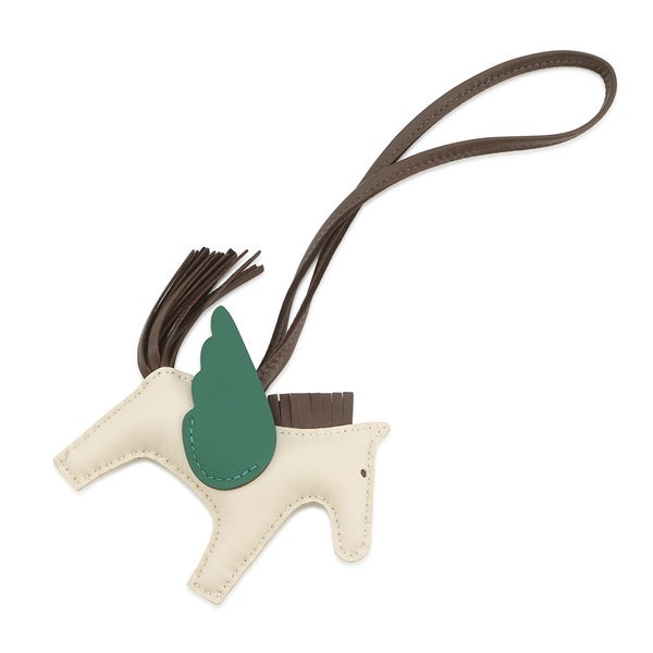 エルメス バッグチャーム ロデオPM ペガサス クレ/チョコレート/ヴェールモワイヤン ラムスキン W刻印