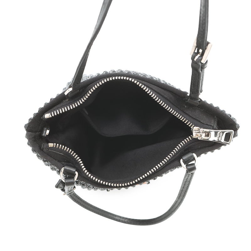 プラダ ハンドバッグ トライアングルロゴ クリスタル サテン 1BA253 PRADA 2way 黒