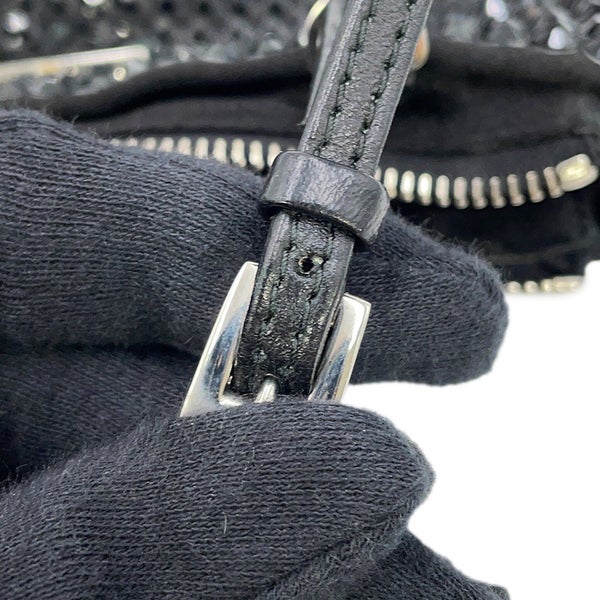 プラダ ハンドバッグ トライアングルロゴ クリスタル サテン 1BA253 PRADA 2way 黒