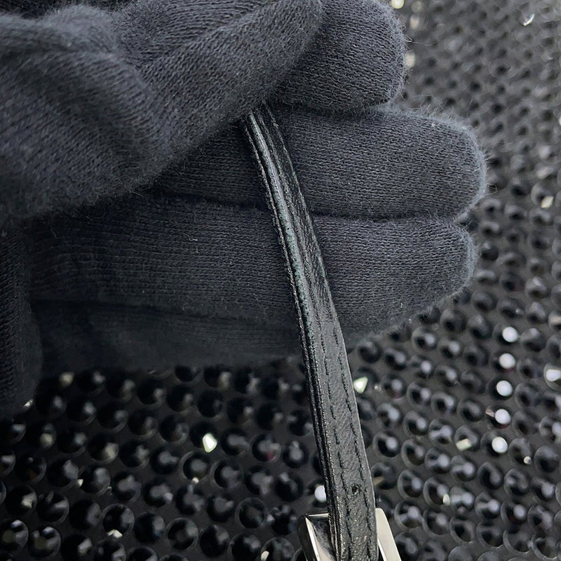 プラダ ハンドバッグ トライアングルロゴ クリスタル サテン 1BA253 PRADA 2way 黒