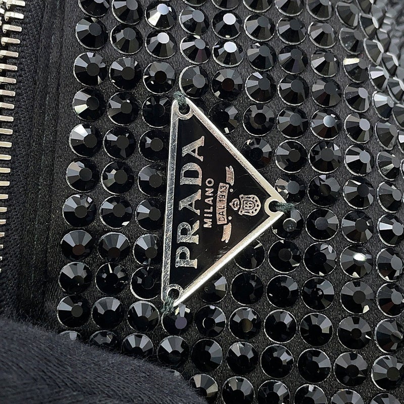 プラダ ハンドバッグ トライアングルロゴ クリスタル サテン 1BA253 PRADA 2way 黒