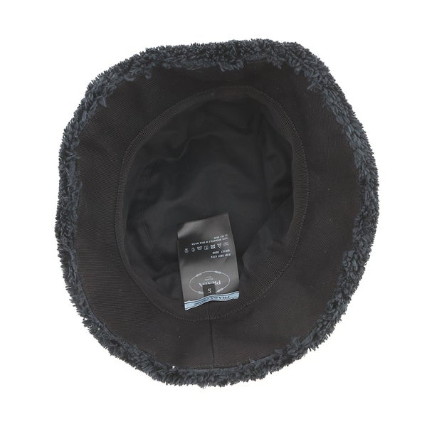 プラダ ハット ロゴ刺繍 バケットハット ポリエステル サイズS 1HC137 PRADA 帽子 黒