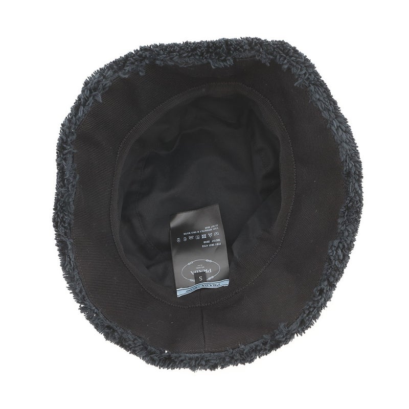 プラダ ハット ロゴ刺繍 バケットハット ポリエステル サイズS 1HC137 PRADA 帽子 黒