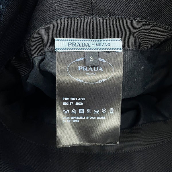 プラダ ハット ロゴ刺繍 バケットハット ポリエステル サイズS 1HC137 PRADA 帽子 黒
