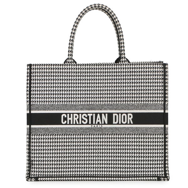 ディオール トートバッグ ブックトート 千鳥格子 ラージ キャンバス M1286ZRPI Christian Dior 黒 白