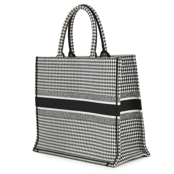 ディオール トートバッグ ブックトート 千鳥格子 ラージ キャンバス M1286ZRPI Christian Dior 黒 白