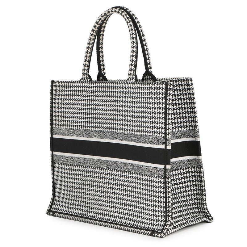 ディオール トートバッグ ブックトート 千鳥格子 ラージ キャンバス M1286ZRPI Christian Dior 黒 白