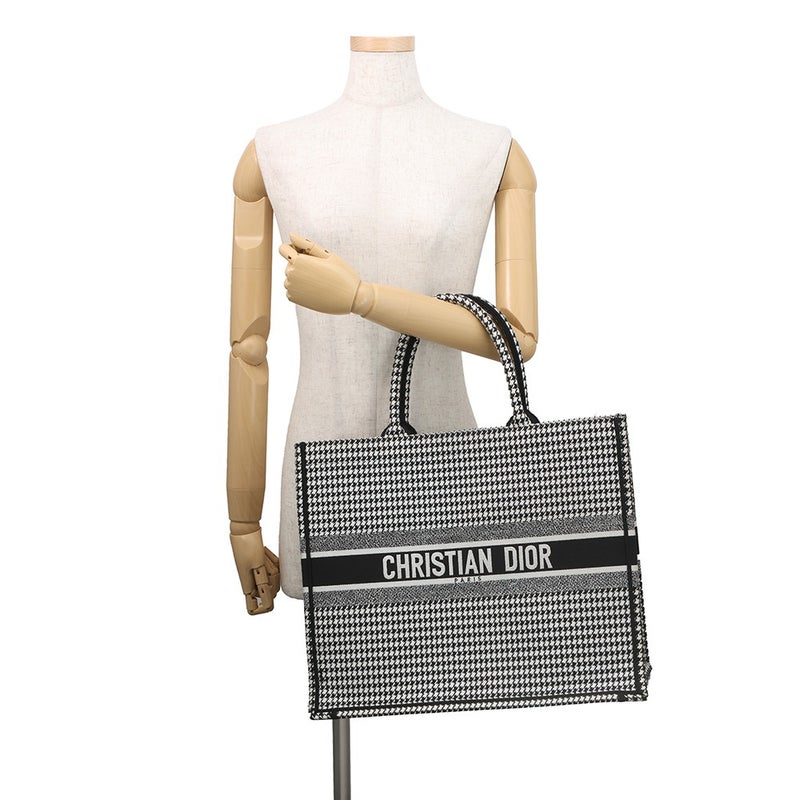 ディオール トートバッグ ブックトート 千鳥格子 ラージ キャンバス M1286ZRPI Christian Dior 黒 白