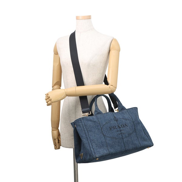 プラダ トートバッグ カナパ CANAPA ミディアム デニム 1BG642 PRADA BAG ハンド ショルダーバッグ