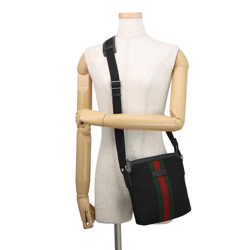 グッチ ショルダーバッグ シェリーライン キャンバス 631195 GUCCI バッグ ウェブ 黒 アウトレット品