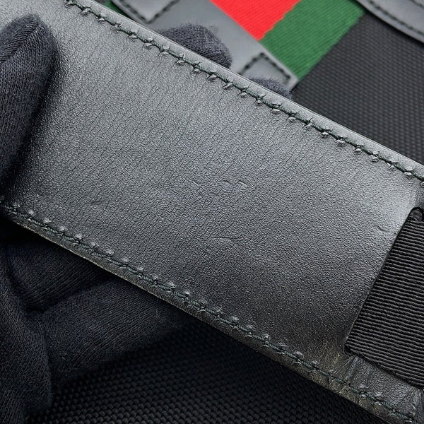 グッチ ショルダーバッグ シェリーライン キャンバス 631195 GUCCI バッグ ウェブ 黒 アウトレット品