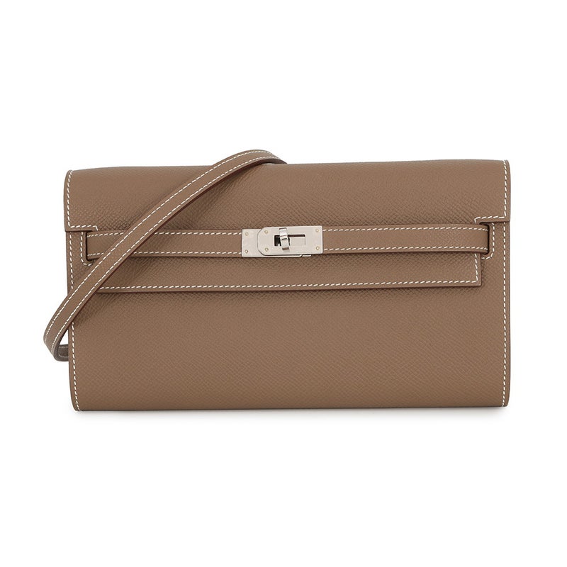 エルメス ケリーウォレット ロング トゥーゴー エトゥープ/シルバー金具 エプソン K刻印 HERMES 財布