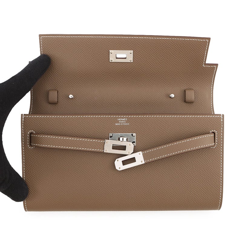 エルメス ケリーウォレット ロング トゥーゴー エトゥープ/シルバー金具 エプソン K刻印 HERMES 財布