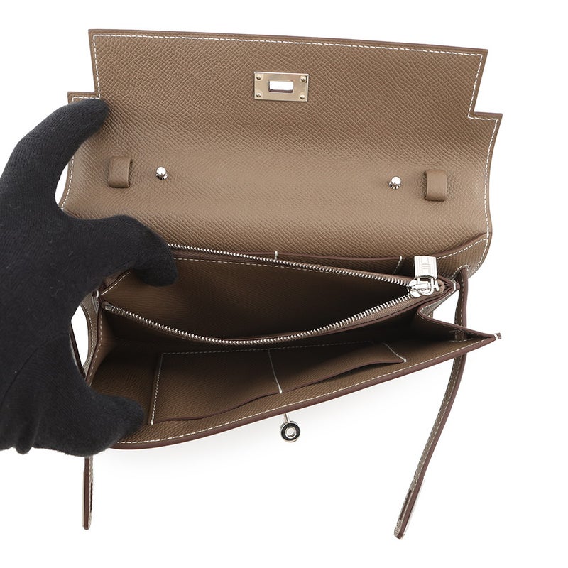 エルメス ケリーウォレット ロング トゥーゴー エトゥープ/シルバー金具 エプソン K刻印 HERMES 財布