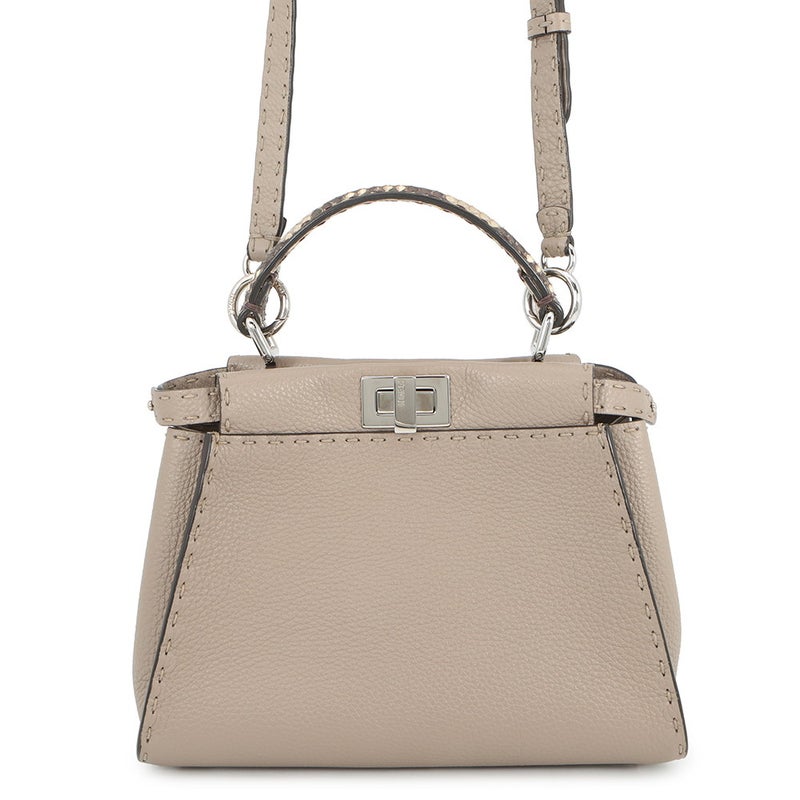 フェンディ ハンドバッグ ミニ ピーカブー セレリア レザー パイソン 8BN244 FENDI バッグ 2WAYショルダーバッグ