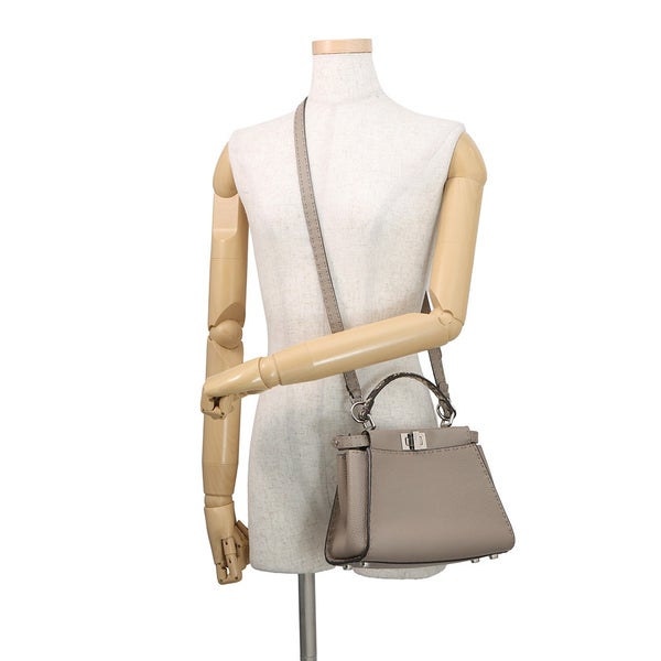 フェンディ ハンドバッグ ミニ ピーカブー セレリア レザー パイソン 8BN244 FENDI バッグ 2WAYショルダーバッグ