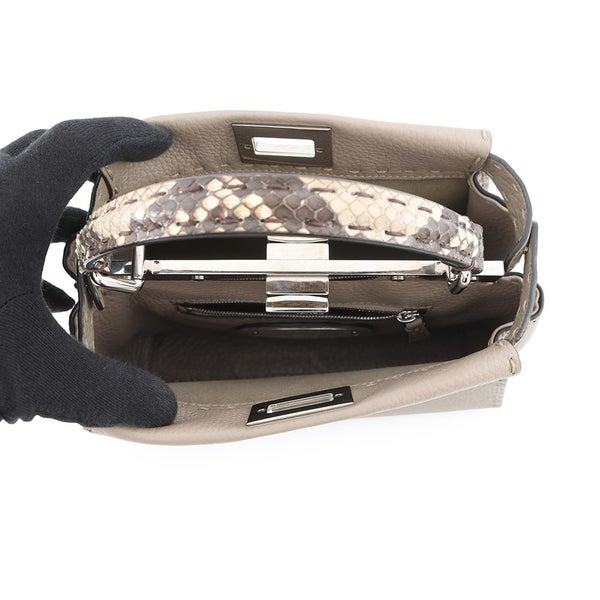 フェンディ ハンドバッグ ミニ ピーカブー セレリア レザー パイソン 8BN244 FENDI バッグ 2WAYショルダーバッグ