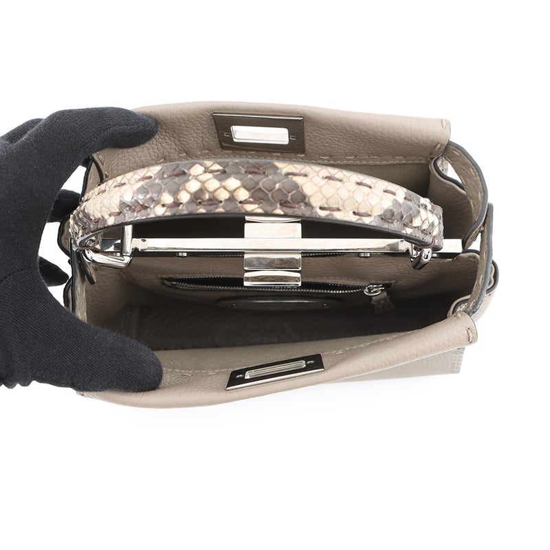 フェンディ ハンドバッグ ミニ ピーカブー セレリア レザー パイソン 8BN244 FENDI バッグ 2WAYショルダーバッグ