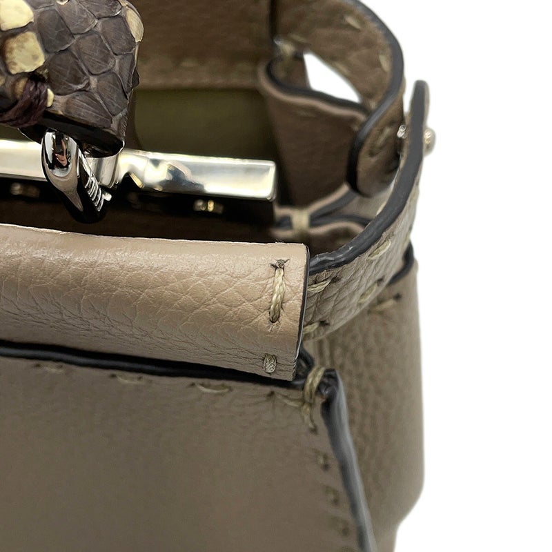 フェンディ ハンドバッグ ミニ ピーカブー セレリア レザー パイソン 8BN244 FENDI バッグ 2WAYショルダーバッグ