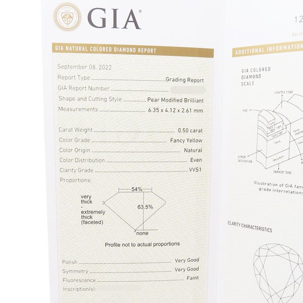 グラフ ネックレス アイコン ペアシェイプ ペンダント ファンシーイエローダイヤ 1P 0.50ct/ダイヤ K18WG/K18YG RGP845 GIA鑑定書付き