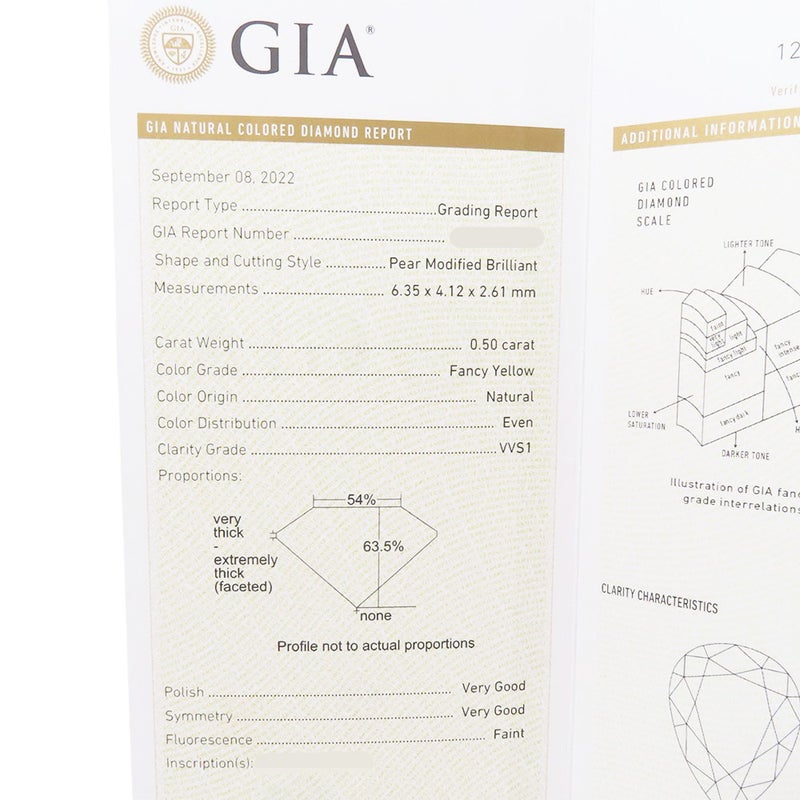 グラフ ネックレス アイコン ペアシェイプ ペンダント ファンシーイエローダイヤ 1P 0.50ct/ダイヤ K18WG/K18YG RGP845 GIA鑑定書付き