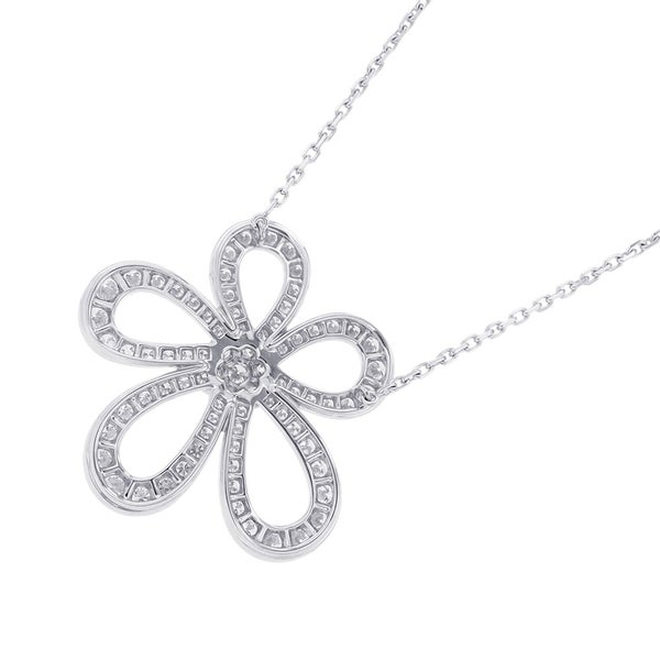 ヴァンクリーフ&アーペル ネックレス フラワーレース ペンダント ダイヤモンド 78P 計2.37ct K18WGホワイトゴールド VCARP05200